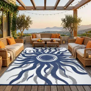 Outdoor Rug 9x12 Waterproof Reversible Plastic Straw Quick-Dry UV Resistant Lightweight Foldable for Camping Picnic Balcony Porch RV