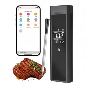 Wireless wireless Meat Thermometer for BBQ Grills – Digital Display, Single Probe, 820ft Remote Range, IP67 Waterproof, Dual Sensors, App Control – Single Needle Box Specification 100 Pieces/Box