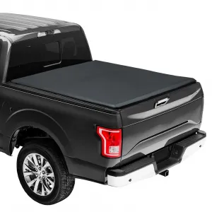 Soft Tri-Fold Truck Bed Tonneau Cover For 2017-2025 F 250/F 350/F 450 SRW Crew Cab Superduty Double Cab 6'-8” Bed Waterproof UV Resistant Black