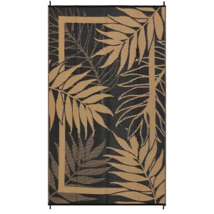 Modern Outdoor Black Brown Plastic Rug - Waterproof, Reversible, Non-Slip, UV Resistant - Patio, Garden, Deck Mat - 8x10ft , Black Brown
