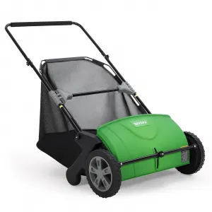 21" Push Lawn Sweeper, Leaf & Grass Collector with 3.5 Cu. Ft. Hopper, Heavy-Duty Steel Frame, Tool-Free Height Adjustment, Foldable Yard Sweeper