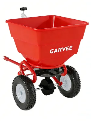 130 lbs Tow Behind Broadcast Spreader, Adjustable Flow Control & Up to 10 ft Spread Width, 10" Pneumatic Tires, Rust-Resistant Poly Hopper, Steel Frame for Lawn, Seed, Fertilizer & Salt