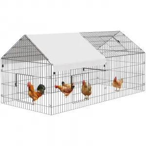 7.1'x3.2'x3.2' Large Walk-in Chicken Coop - Galvanized Steel with Waterproof Cover & Security Lock, Ventilated Outdoor Design