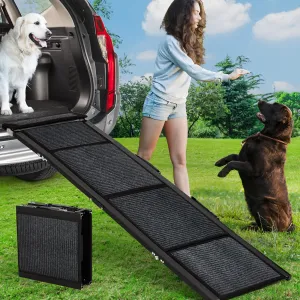 Upgraded Heavy Duty Dog Ramp for Cars, 71" x20" Folding Pet Ramp for Large Dogs with Non-Slip Surface Portable Dog Car Ramp for SUV Car, RVs & Truck, Outdoor Dog Ramp Up to 300 LBS