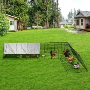 Large Metal Chicken Coop with Run - Heavy-Duty Outdoor Portable Chicken Tractor with Waterproof Cover, Predator-Proof Poultry Enclosure for Hens, Ducks, Rabbits