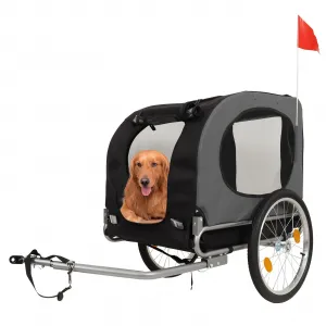 Dog Bike Trailer, Dog Trailer for Bicycle E-bike, Cargo Cycle Trailers with Coupler, Quick-Release Wheels, Supports up to 88LBS, Easy Folding Bike Carrier for Small/Medium Pets, Grey