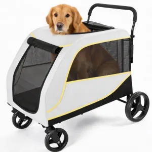 Large Dog Stroller for Large Dogs, 176 Lbs Capacity Pet Stroller with All-Terrain Wheels, Foldable Dual Entry Pet Wagon, Breathable Mesh, Full Canopy, Easy-Fold, Storage Basket, Weather Cover