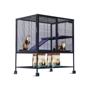 36"H Multi-Level Metal Small Animal Cage, Removable Tray & Ramp, Lockable, BPA-Free, Indoor/Outdoor Use,for Ferrets, Hamsters, Chinchillas, Rabbits, Guinea Pigs, Hedgehogs, Gerbils