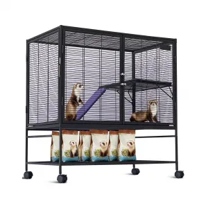 Metal Small Animal Cage, 39"H Multi-Level Ferret Cage for Small Animals - Large Hamster Cage with Removable Ramp, Removable Tray for Chinchilla, Rabbit, Guinea Pigs, Hedgehog, Gerbil