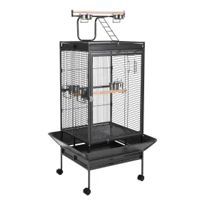 Large Metal Parrot Cage for Birds, Heavy-Duty Aviary with Acrylic Door, Perches, Stainless Steel Bowls & 360° Wheels, Secure 64.4" Tall Pet Bird Cage for Macaws Cockatoos African Greys