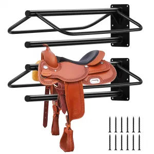 Heavy Duty Wall Mounted Saddle Rack Set – Carbon Steel Holder with Double Padded Arms – For English & Western Saddles, Bridles, Blankets, Horse Tack – Stable, Barn, Tack Room Organization – 6 Pack