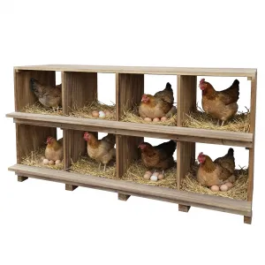 Chicken Nesting Box, 8 Compartment Wooden Nesting Boxes for Chickens, Floor Stand/Wall Mount Roosting Boxes with Perches for Chickens, Hens, Ducks, Backyard and Farms