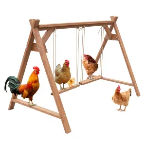 Chicken Perch with Swing - Wooden Roosting Bars for 6-8 Chickens - Durable Pine Wood, Weather-Resistant, Easy Assembly - Coop Accessory for Outdoor Use