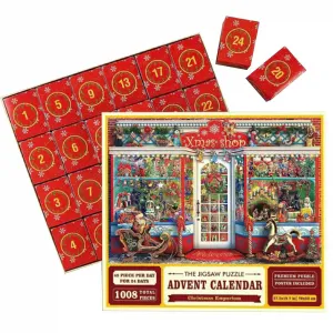 Christmas Advent Calendar Jigsaw Puzzles 24 Days Xmas Countdown Calendar 1008 Pcs Christmas Puzzle Family Game For Kids Xmas Gifts B