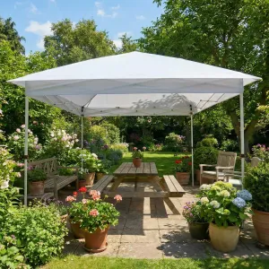 Large Pop Up Canopy Tent for Outdoor Camping – Portable Waterproof Shelter with Easy Setup and Carry Bag – White, 3x6m, Without Apron