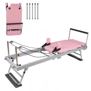 Pink Pilates Reformer Machine Foldable Pilates Equipment for Home Gym Workout 77.5" Pink