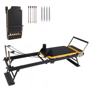 Pilates Reformer Foldable Pilates Machine for Home and Gym Workout, Adjustable, Black, Up to 250 Lbs Capacity