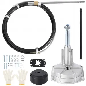 Boat Steering System 14ft Cable Outboard Kit for 3/4" Shaft Cast Steel & 304 Stainless Steel Corrosion-Resistant Adjustable Nuts for Fishing Boats Yachts Recreational Watercraft