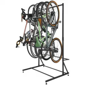 Heavy Duty Freestanding 5-Bike Rack – Solid Steel Frame, 300 lb Total Capacity, Indoor/Outdoor Bike Storage Stand