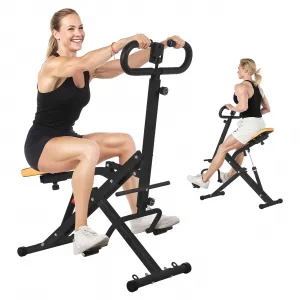 Squat Machine Squat Assist Trainer Adjustable 12 Level Resistance Foldable Home Gym Black 350 LBS Capacity