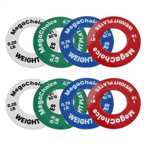 Fractional Weight Plates Set of 8 - Micro Barbell Plates for Strength Training - Steel, Color-Coded, 2 Inch Bars