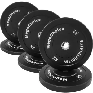 Rubber Bumper Plates Set 10/15/25 LB with Stainless Steel Inserts for Home Gym Strength Training, 2 Inch, Black