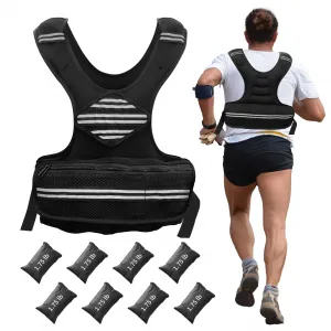 Adjustable Weight Vest 4-20 LBS Neoprene Workout Vest for Running, Walking, Gym Training Reflective Strips Pockets
