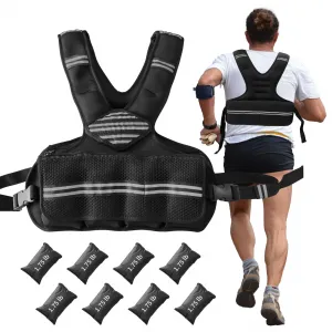 Adjustable Weight Vest 4-20 LBS Neoprene Workout Vest for Running, Walking, Gym Training with Reflective Strips & Pockets