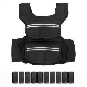 Weighted Vest for Men 25 LBS Adjustable with Shoulder Pads Reflective Stripe Pockets Running Walking Home Gym Black