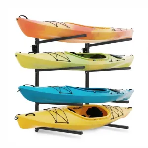 Heavy Duty Adjustable Kayak Storage Rack – 400 lbs Capacity Freestanding or Wall Mount Stand – Fits Kayak, Canoe, Paddle Board, SUP, Surfboard – For Indoor/Outdoor Garage – Black