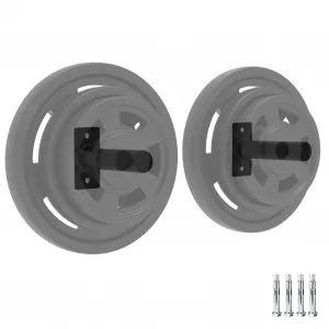 2 PCS Wall Mounted Weight Plate Holder Alloy Steel Heavy-Duty Secure Design for 2" Plates Black
