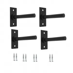 4 PCS Wall Mounted Weight Plate Holder, Heavy-Duty Alloy Steel, 1" Plates, Rubber Pad, Gym Storage, Black