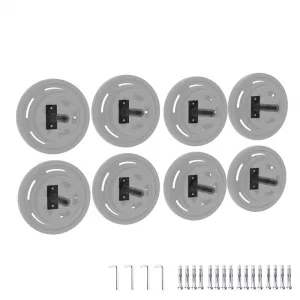 8 PCS Wall Mounted Weight Plate Holder Heavy-Duty Alloy Steel Storage Rack for 1" and 2" Plates with Rubber Pad Black