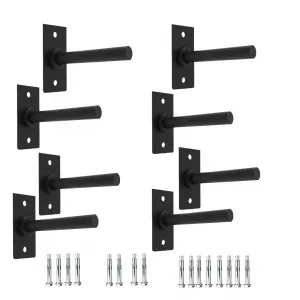 8 PCS Wall Mounted Weight Plate Holder, Heavy-Duty Alloy Steel, Protective Rubber Pads, Gym Storage Rack for 2" Weight Plates, Black, Space-Saving