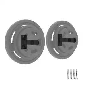 2 PCS Wall Mounted Weight Plate Holder, Heavy-Duty Alloy Steel, Protective Rubber Pad, Fits 1" and 2" Plates, Compact Space-Saving Design