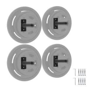 4 PCS Wall Mounted Weight Plate Holder, Heavy-Duty Alloy Steel, Protective Rubber Pad, Fits 1" & 2" Plates, Compact Space-Saving Design