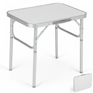 Aluminum Folding Camping Table 24x17 in Adjustable Height 9-23 in Lightweight Portable White