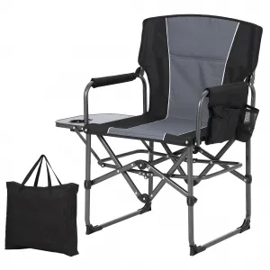 Camping Chair with Side Table & Storage, Portable Folding Chair for Lawn, Fishing, Sports Events, 400 LB Capacity