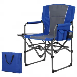 Oversized Portable Camping Directors Chair With Side Table & Detachable Pockets For Fishing Beach Picnic Concert Lawns, 31.89x19.69x36.22