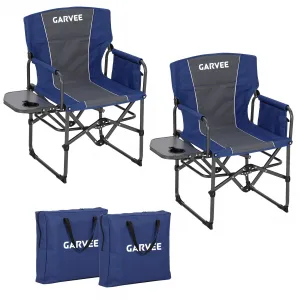 Oversized Camping Directors Chair Heavy Duty Portable Folding Lawn Chair with Side Table for Outdoor Beach Fishing Picnic, 20.8in x 19.8in x 5.5in