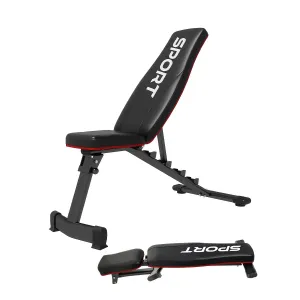 Foldable Adjustable Weight Bench – 5 Positions, 660LB Capacity, Heavy Duty for Full Body Strength Training, Compact Home Gym – Red/Black