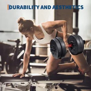 16 in Dumbbell Bar Handles 2-Pack Heavy Duty Solid Steel Loadable Bars with Rotating Sleeves & Knurled Grips for Home Gym Strength Training 100 LB Capacity