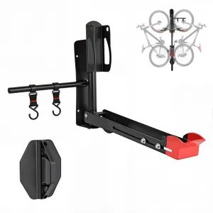 Wall Mount Bike Rack Adjustable Size Black Space-Saving Bike Hangers for Garage