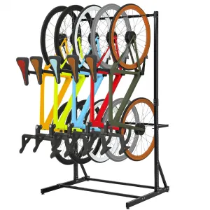 Freestanding Bike Rack 5 Bikes Capacity Vertical Storage Stand Garage Indoor Organizer Steel Durable