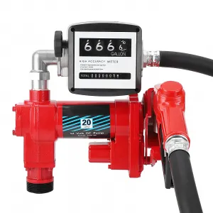 Fuel Transfer Pump 20 GPM 1/4 HP, with Digital Meter, Diesel Transfer Pump with Automatic Nozzles, Gasoline Transfer Pump with Emission & Suction Hoses for Gasoline, Diesel, Kerosene