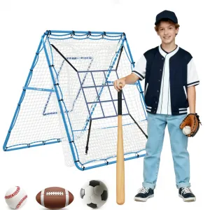 5x4ft Baseball & Softball Rebounder Net – 9-Zone Adjustable Angle Pitchback Trainer for Hitting, Throwing & Fielding – Multi-Sport Bounce Back Net for Backyard Soccer, Field Hockey