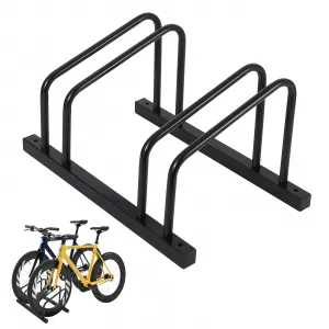 3-Bike Floor Parking Rack - Wall-Mounted bike Storage Stand for 22–28'' Wheels, Supports Up to 2'' Tire - Indoor & Outdoor Bike Rack - Black, Size: 3-Bike
