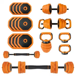 Adjustable Dumbbell Set 44 Lbs 4-In-1 Free Weights with Connector for Home Gym Orange