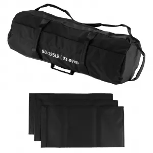 Adjustable Sandbags for Workout 75-125 LBS Black Durable Oxford Cloth for Yoga Strength Training Full-Body Workouts