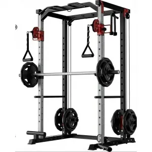 Power Cage Multi-Functional Power Racks with Dual Pulley Systems for Home Gym 1200 LBS Steel Frame Fitness Squat Rack Black